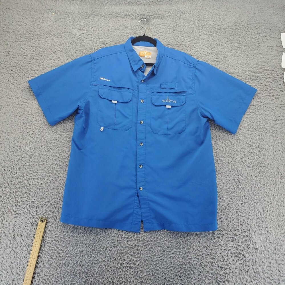 Habit Shirt Mens Large Blue Solar-Factor 40+ Fishing Short Sleeve Button Up